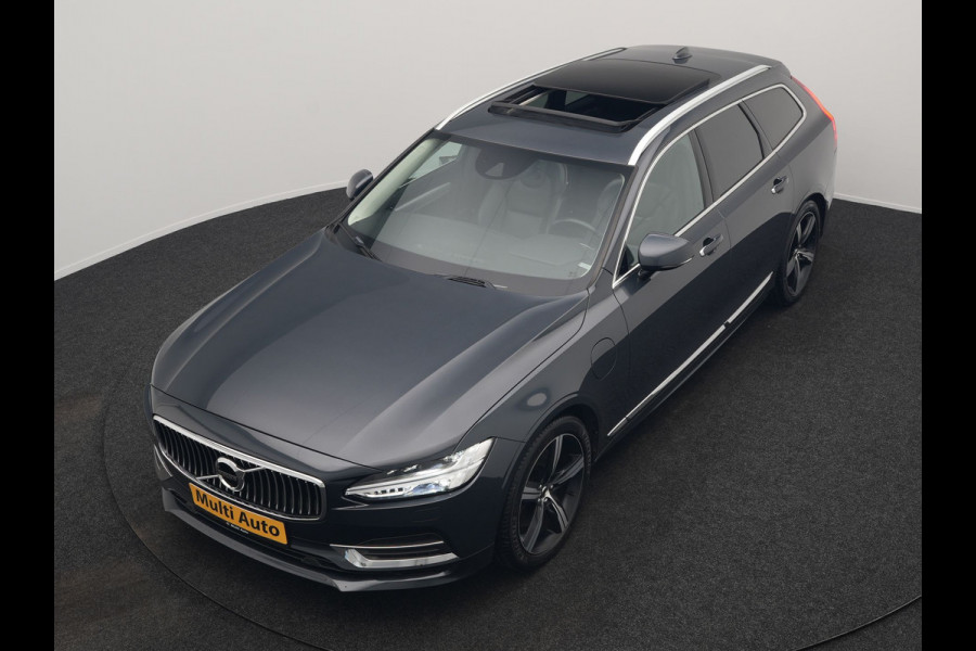 Volvo V90 T8 AWD Inscription PHEV 394pk Dealer O.H | Trekhaak af Fabriek | Panodak | Adaptive Cruise | Luxe Lederen Sportstoelen Memory | Pilot Assist | Camera | 19 "L.M | Apple Carplay | Plug In Hybrid