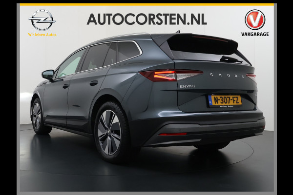 Škoda ENYAQ iV 80 Leer Pano-Dak/SchuifDak SOH 93% Trekhaak Camera Navi Ecc Apple Carplay Android Auto Pdc Cruise Control Privacy Glas Led DAB Stuur+Stoel+a-Bankverwarmd Elek.Achterklep Lane Assist Keyless Luxus 1e Eigenaar Origineel Nederlandse Auto Dealeronderhouden 1.000kg Trekvermogen