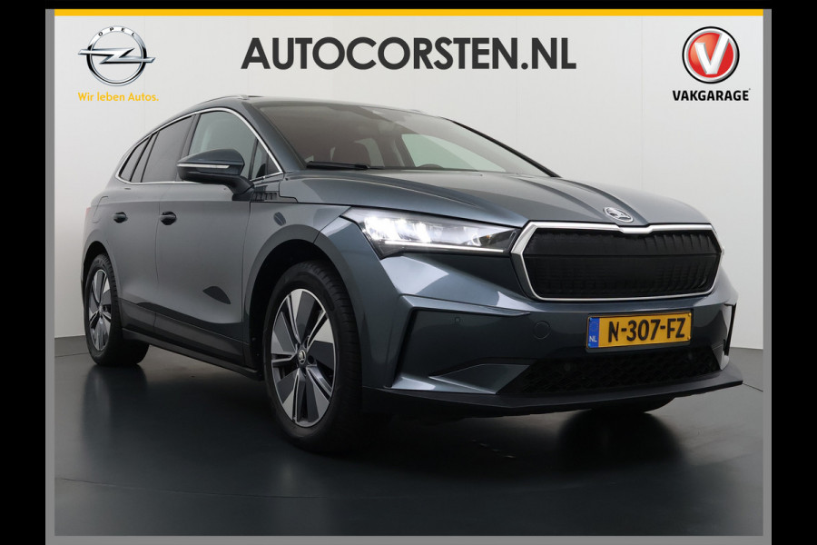 Škoda ENYAQ iV 80 Leer Pano-Dak/SchuifDak SOH 93% Trekhaak Camera Navi Ecc Apple Carplay Android Auto Pdc Cruise Control Privacy Glas Led DAB Stuur+Stoel+a-Bankverwarmd Elek.Achterklep Lane Assist Keyless Luxus 1e Eigenaar Origineel Nederlandse Auto Dealeronderhouden 1.000kg Trekvermogen
