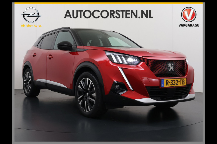 Peugeot e-2008 EV GT 50kWh Pano-Dak 360°Camera 3-fase 18" 1/2 Leer/Alcantara Adaptive-Cruise 3D-Navi ParkAssist PDC-a+v Ecc Stoelverwarming App SOH 91% Keyless Led LmvPrivacy Glas BlindSpot Assist Lane Assist Isofix DAB+ Regen-Lichtsensor Dealeronderhouden € 40.000 nieuw!