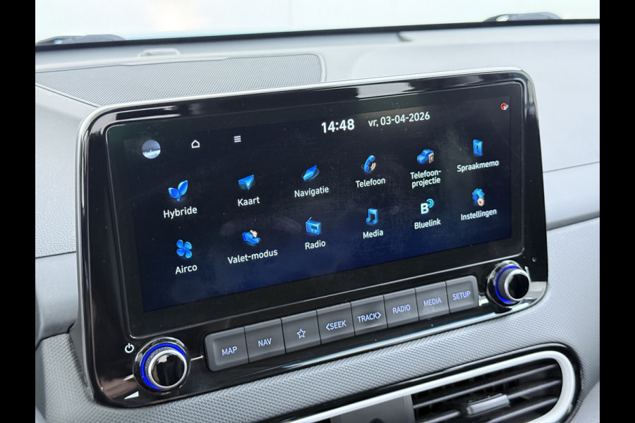 Hyundai Kona 1.6GDI 142PK HEV Hybrid Automaat Adap.Cruise Navi Ecc Camera Krell®-Audio Apple Carplay Android Auto Comfort Lane Assist VESS Led Lmv Isofix Bluetooth DAB FCA 1e Eigenaar Origineel Nederlandse Auto