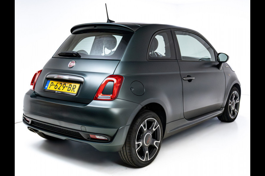 Fiat 500 1.0 Hybrid Sport Verde Portofino | 1/2 Leder/stof | Panodak | Led+ | Uconnect | Airco, Lederen MF stuurwiel, PDC achter, 16" velgen