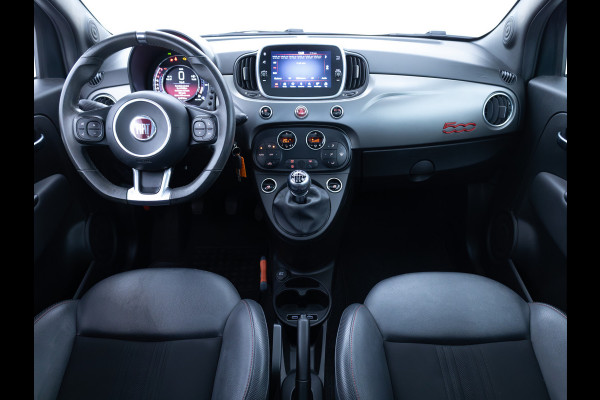 Fiat 500 1.0 Hybrid Sport Verde Portofino | 1/2 Leder/stof | Panodak | Led+ | Uconnect | Airco, Lederen MF stuurwiel, PDC achter, 16" velgen