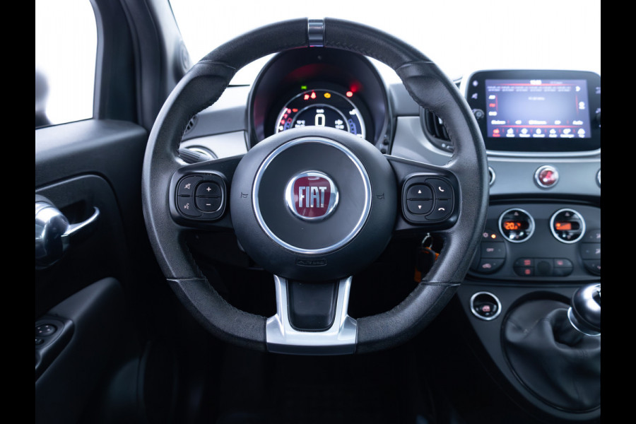 Fiat 500 1.0 Hybrid Sport Verde Portofino | 1/2 Leder/stof | Panodak | Led+ | Uconnect | Airco, Lederen MF stuurwiel, PDC achter, 16" velgen