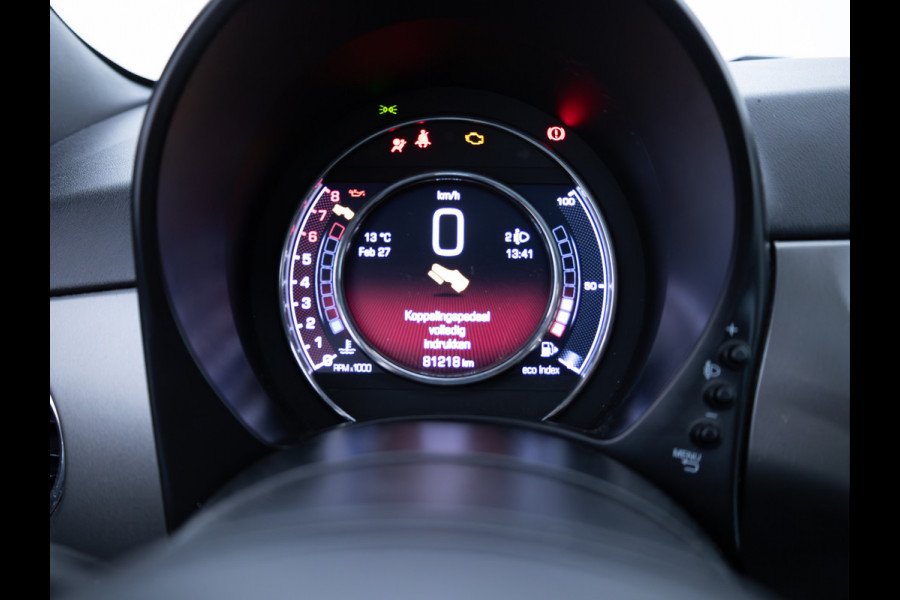 Fiat 500 1.0 Hybrid Sport Verde Portofino | 1/2 Leder/stof | Panodak | Led+ | Uconnect | Airco, Lederen MF stuurwiel, PDC achter, 16" velgen