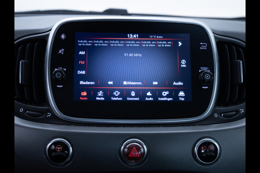 Fiat 500 1.0 Hybrid Sport Verde Portofino | 1/2 Leder/stof | Panodak | Led+ | Uconnect | Airco, Lederen MF stuurwiel, PDC achter, 16" velgen