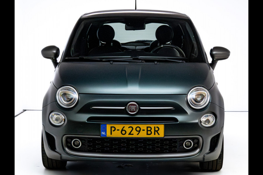 Fiat 500 1.0 Hybrid Sport Verde Portofino | 1/2 Leder/stof | Panodak | Led+ | Uconnect | Airco, Lederen MF stuurwiel, PDC achter, 16" velgen