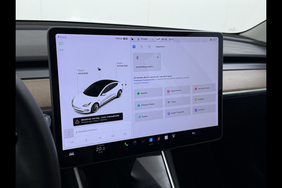 Tesla Model 3 SR+ 325PK LFP-Accu Trekhaak 19"Lmv AutoPilot Leer Pano-Dak Adaptive Cruise Lmv 18" Camera's Elektr.-Stuur+Stoelen+Spiegels+Geheu Ecc Navi Led DAB Voorverwarmen interieur via App Keyless One-Pedal-Drive Origineel Nederlandse Auto LFP accu dus 100% opladen!