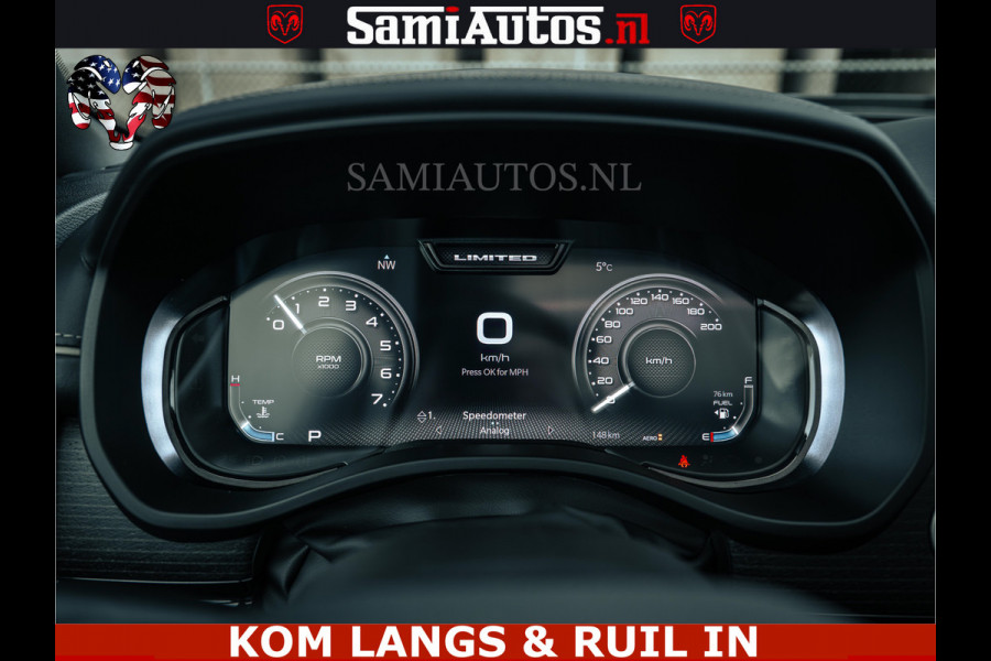 Dodge Ram 1500 Limited Night | 5.7 V8 Hemi Full Option | LPG | Comfortabele Dubbele Cabine met Royale 5 Zitplaatsen | De Meest Luxe en Volle Pick-Up in zijn Klasse | BPM vrij | Nu Leverbaar uit Voorraad | Voorraad Nr v45lp