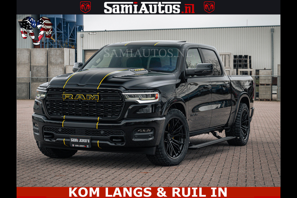 Dodge Ram 1500 Limited Night H.O 540HP 706Nm | Massage + Full Option | De Meest Luxe en Volle Pick-Up in zijn Klasse | Comfortabele Dubbele Cabine met Royale 5 Zitplaatsen | BPM vrij | Nu Leverbaar uit Voorraad | Voorraad Nr 2295 - 8559