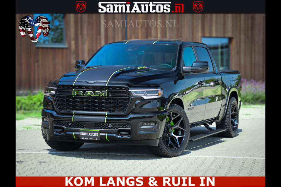 Dodge Ram Limited Night High Output 540HP 706Nm | Massage + Full Option | De Meest Luxe en Volle Pick-Up in zijn Klasse | Comfortabele Dubbele Cabine met Royale 5 Zitplaatsen | BPM vrij | Nu Leverbaar uit Voorraad | Voorraad Nr 2300 - 7689