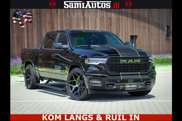 Dodge Ram Limited Night High Output 540HP 706Nm | Massage + Full Option | De Meest Luxe en Volle Pick-Up in zijn Klasse | Comfortabele Dubbele Cabine met Royale 5 Zitplaatsen | BPM vrij | Nu Leverbaar uit Voorraad | Voorraad Nr 2300 - 7689