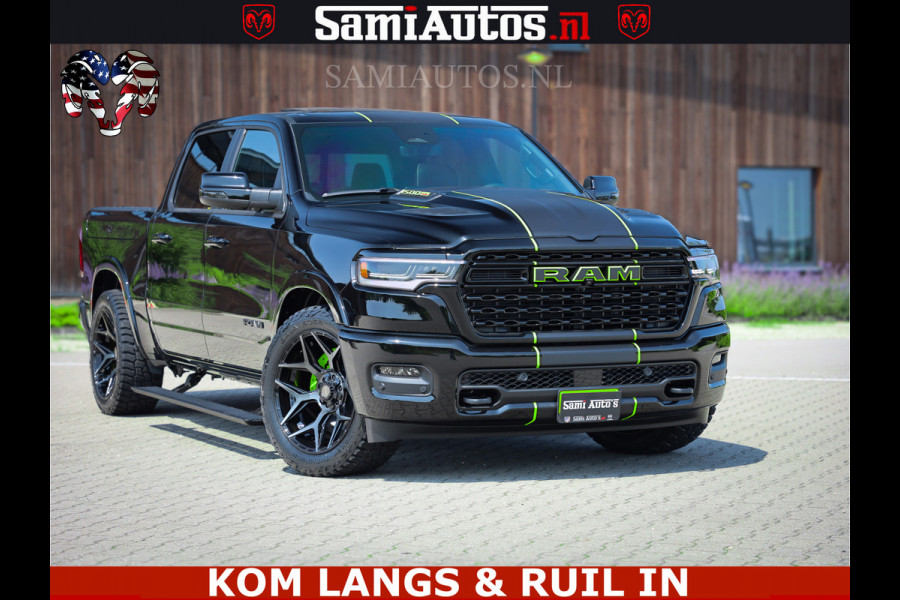 Dodge Ram Limited Night High Output 540HP 706Nm | Massage + Full Option | De Meest Luxe en Volle Pick-Up in zijn Klasse | Comfortabele Dubbele Cabine met Royale 5 Zitplaatsen | BPM vrij | Nu Leverbaar uit Voorraad | Voorraad Nr 2300 - 7689