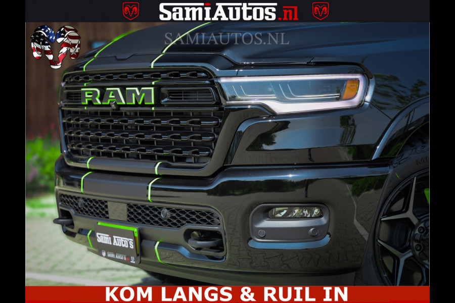 Dodge Ram Limited Night High Output 540HP 706Nm | Massage + Full Option | De Meest Luxe en Volle Pick-Up in zijn Klasse | Comfortabele Dubbele Cabine met Royale 5 Zitplaatsen | BPM vrij | Nu Leverbaar uit Voorraad | Voorraad Nr 2300 - 7689