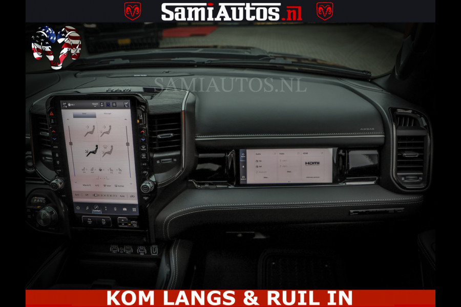 Dodge Ram Limited Night High Output 540HP 706Nm | Massage + Full Option | De Meest Luxe en Volle Pick-Up in zijn Klasse | Comfortabele Dubbele Cabine met Royale 5 Zitplaatsen | BPM vrij | Nu Leverbaar uit Voorraad | Voorraad Nr 2300 - 7689