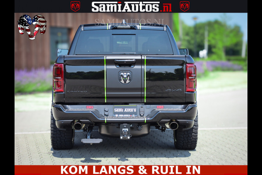 Dodge Ram Limited Night High Output 540HP 706Nm | Massage + Full Option | De Meest Luxe en Volle Pick-Up in zijn Klasse | Comfortabele Dubbele Cabine met Royale 5 Zitplaatsen | BPM vrij | Nu Leverbaar uit Voorraad | Voorraad Nr 2300 - 7689