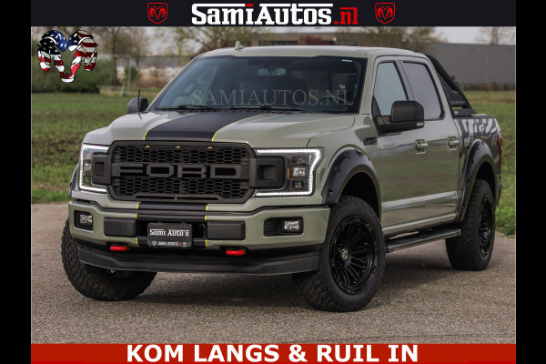 Dodge Ram FORD F150 5.0 V8 4X4 | MAT OLIVE GREEN | BIJTELLING VRIJ | ZEER DIK | CAMERA | 3500KG | PANORAMA | LEDER | GO RHINO ROLLBAR | CRUISE CONTROL | PRINS LPG | BAKFLIP COVER | Deze pick-up is leverbaar met zowel een groot rijbewijs (C) als een klein rijbewijs (B). Laat ons weten wat jouw voorkeur is.