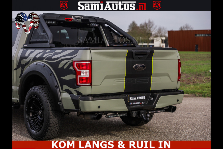 Dodge Ram FORD F150 5.0 V8 4X4 | MAT OLIVE GREEN | BIJTELLING VRIJ | ZEER DIK | CAMERA | 3500KG | PANORAMA | LEDER | GO RHINO ROLLBAR | CRUISE CONTROL | PRINS LPG | BAKFLIP COVER | Deze pick-up is leverbaar met zowel een groot rijbewijs (C) als een klein rijbewijs (B). Laat ons weten wat jouw voorkeur is.