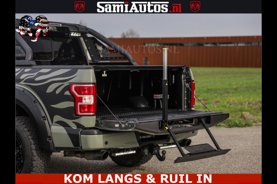 Dodge Ram FORD F150 5.0 V8 4X4 | MAT OLIVE GREEN | BIJTELLING VRIJ | ZEER DIK | CAMERA | 3500KG | PANORAMA | LEDER | GO RHINO ROLLBAR | CRUISE CONTROL | PRINS LPG | BAKFLIP COVER | Deze pick-up is leverbaar met zowel een groot rijbewijs (C) als een klein rijbewijs (B). Laat ons weten wat jouw voorkeur is.