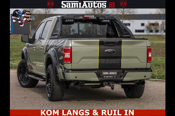 Dodge Ram FORD F150 5.0 V8 4X4 | MAT OLIVE GREEN | BIJTELLING VRIJ | ZEER DIK | CAMERA | 3500KG | PANORAMA | LEDER | GO RHINO ROLLBAR | CRUISE CONTROL | PRINS LPG | BAKFLIP COVER | Deze pick-up is leverbaar met zowel een groot rijbewijs (C) als een klein rijbewijs (B). Laat ons weten wat jouw voorkeur is.