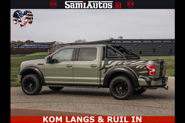 Dodge Ram FORD F150 5.0 V8 4X4 | MAT OLIVE GREEN | BIJTELLING VRIJ | ZEER DIK | CAMERA | 3500KG | PANORAMA | LEDER | GO RHINO ROLLBAR | CRUISE CONTROL | PRINS LPG | BAKFLIP COVER | Deze pick-up is leverbaar met zowel een groot rijbewijs (C) als een klein rijbewijs (B). Laat ons weten wat jouw voorkeur is.