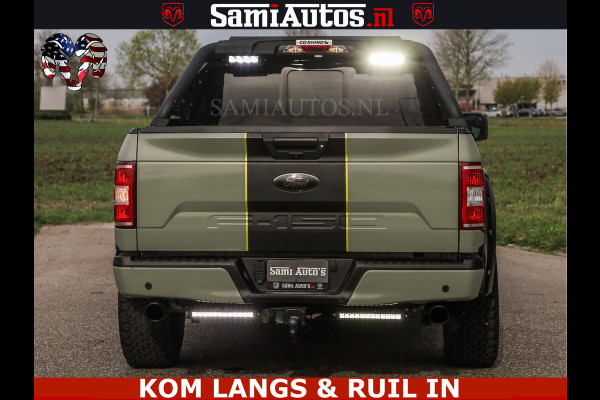 Dodge Ram FORD F150 5.0 V8 4X4 | MAT OLIVE GREEN | BIJTELLING VRIJ | ZEER DIK | CAMERA | 3500KG | PANORAMA | LEDER | GO RHINO ROLLBAR | CRUISE CONTROL | PRINS LPG | BAKFLIP COVER | Deze pick-up is leverbaar met zowel een groot rijbewijs (C) als een klein rijbewijs (B). Laat ons weten wat jouw voorkeur is.