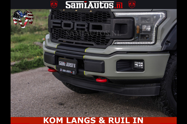 Dodge Ram FORD F150 5.0 V8 4X4 | MAT OLIVE GREEN | BIJTELLING VRIJ | ZEER DIK | CAMERA | 3500KG | PANORAMA | LEDER | GO RHINO ROLLBAR | CRUISE CONTROL | PRINS LPG | BAKFLIP COVER | Deze pick-up is leverbaar met zowel een groot rijbewijs (C) als een klein rijbewijs (B). Laat ons weten wat jouw voorkeur is.
