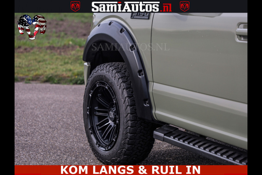 Dodge Ram FORD F150 5.0 V8 4X4 | MAT OLIVE GREEN | BIJTELLING VRIJ | ZEER DIK | CAMERA | 3500KG | PANORAMA | LEDER | GO RHINO ROLLBAR | CRUISE CONTROL | PRINS LPG | BAKFLIP COVER | Deze pick-up is leverbaar met zowel een groot rijbewijs (C) als een klein rijbewijs (B). Laat ons weten wat jouw voorkeur is.