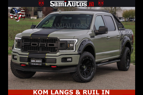 Dodge Ram FORD F150 5.0 V8 4X4 | MAT OLIVE GREEN | BIJTELLING VRIJ | ZEER DIK | CAMERA | 3500KG | PANORAMA | LEDER | GO RHINO ROLLBAR | CRUISE CONTROL | PRINS LPG | BAKFLIP COVER | Deze pick-up is leverbaar met zowel een groot rijbewijs (C) als een klein rijbewijs (B). Laat ons weten wat jouw voorkeur is.