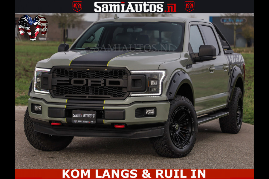 Dodge Ram FORD F150 5.0 V8 4X4 | MAT OLIVE GREEN | BIJTELLING VRIJ | ZEER DIK | CAMERA | 3500KG | PANORAMA | LEDER | GO RHINO ROLLBAR | CRUISE CONTROL | PRINS LPG | BAKFLIP COVER | Deze pick-up is leverbaar met zowel een groot rijbewijs (C) als een klein rijbewijs (B). Laat ons weten wat jouw voorkeur is.