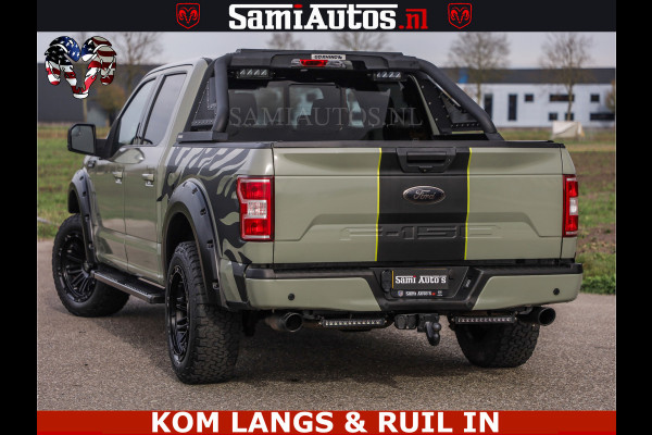 Dodge Ram FORD F150 5.0 V8 4X4 | MAT OLIVE GREEN | BIJTELLING VRIJ | ZEER DIK | CAMERA | 3500KG | PANORAMA | LEDER | GO RHINO ROLLBAR | CRUISE CONTROL | PRINS LPG | BAKFLIP COVER | Deze pick-up is leverbaar met zowel een groot rijbewijs (C) als een klein rijbewijs (B). Laat ons weten wat jouw voorkeur is.