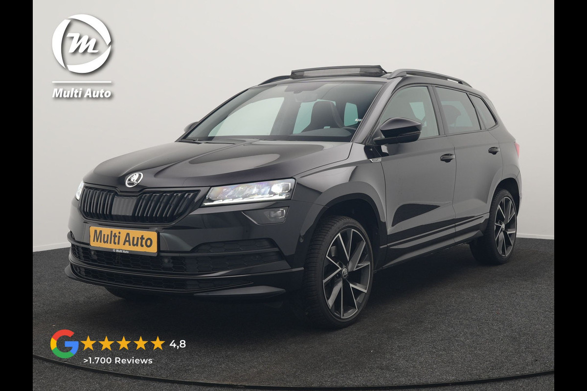 Škoda Karoq 1.5 TSI ACT Sportline 150pk DSG Dealer O.H | Trekhaak Afn. | Panodak | RS Sportstoelen Verwarmd | Adaptive Cruise | Sfeerverlichting | Camera | Apple Carplay | Keyless | Navigatie | DAB | 19" L.M |