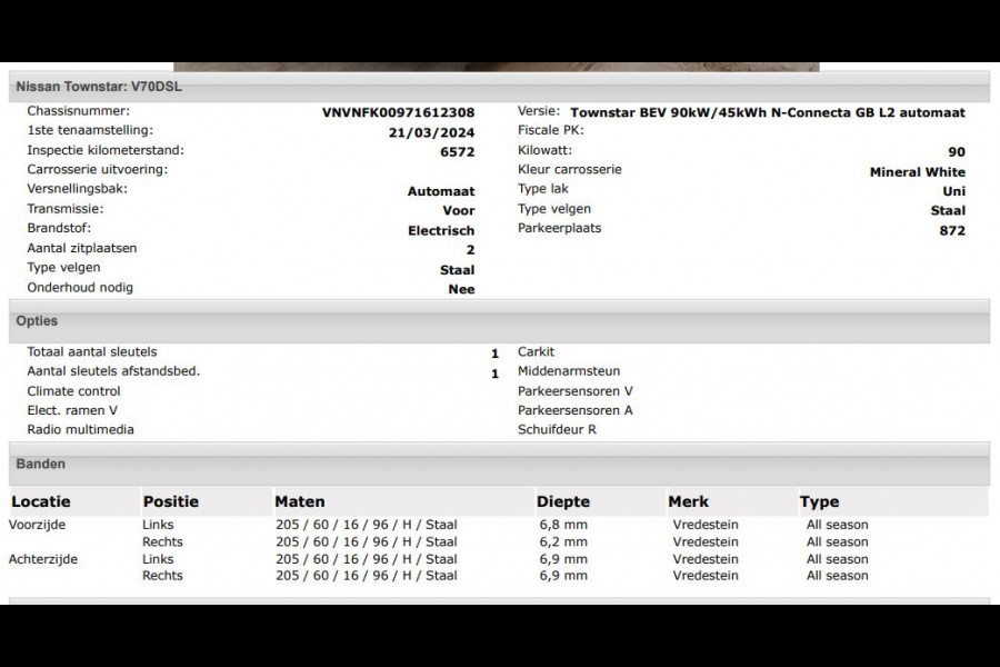 Nissan Townstar N-Connecta L2 45 kWh 100% EV. / Pdc.+Camera / Airco-ecc./ Radio-multimedia / Schuifdeur rechts / WLTP-actieradius: ca. 285 km / Apk 03-2028