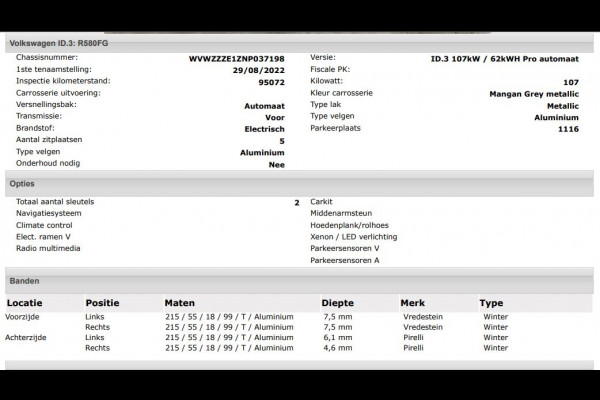 Volkswagen ID.3 Pro 62KWh Comfort / Navigatie / Pdc.V+A / Airco-ecc./ Xenon / Radio multimedia / Apk 08-2026