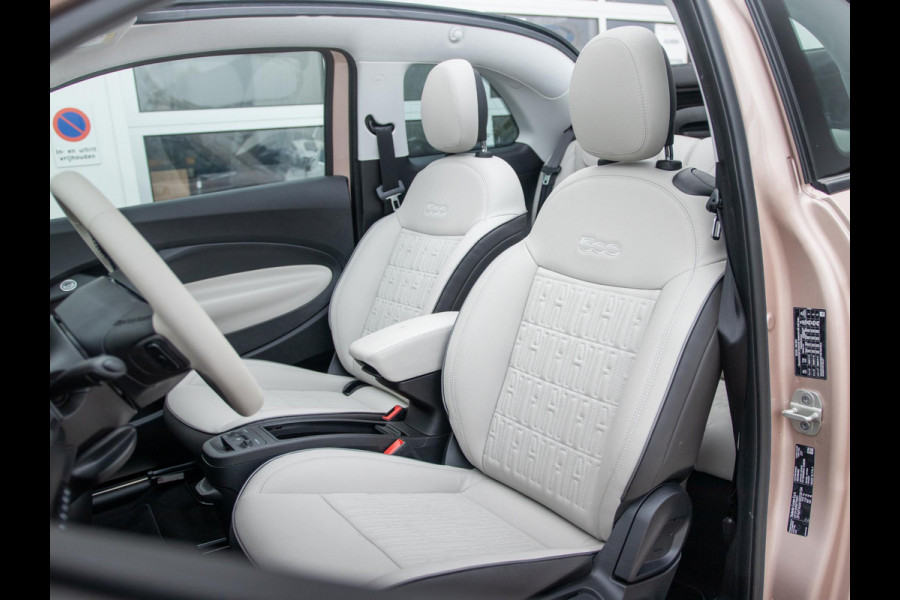 Fiat 500E Cabrio La Prima 42 kWh | 17% Bijtelling | Clima | Cruise | Leder | 17" | Priv Glass | Winter Pack | JBL Sound | BSM | Apple Carplay