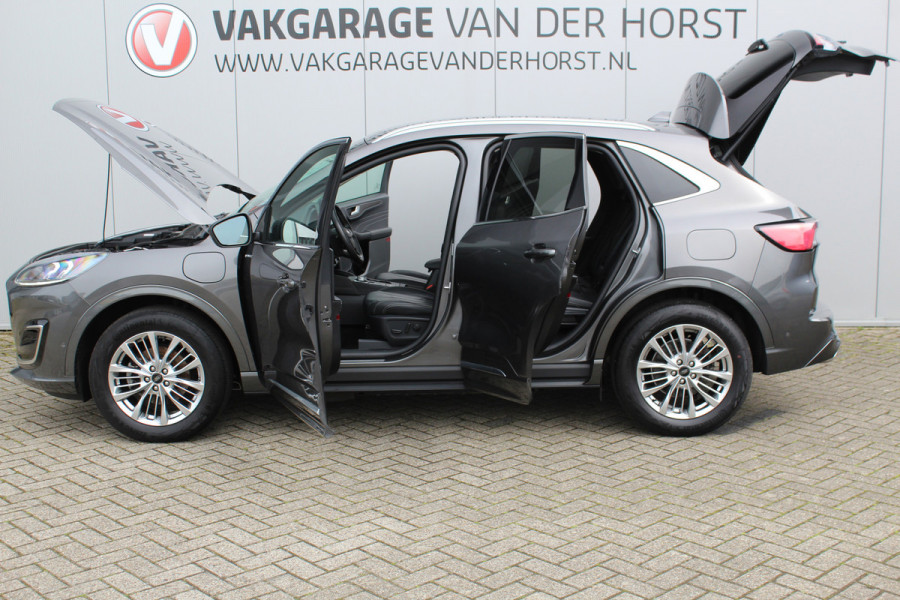 Ford Kuga 2.5-225pk PHEV 'Vignale' Plug-in Hybrid Automaat. Luxe hybride rijden voor een reëel bedrag ! Trekhaak, Adaptieve Cruise Cntrl, Climate Cntrl, Side- en lane assist, Head-Up display, Winter Pack, Driver Ass. Pack, Camera, Elektr. achterklep etc.