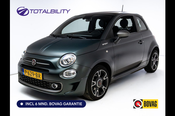 Fiat 500 1.0 Hybrid Sport Verde Portofino | 1/2 Leder/stof | Panodak | Led+ | Uconnect | Airco, Lederen MF stuurwiel, PDC achter, 16" velgen