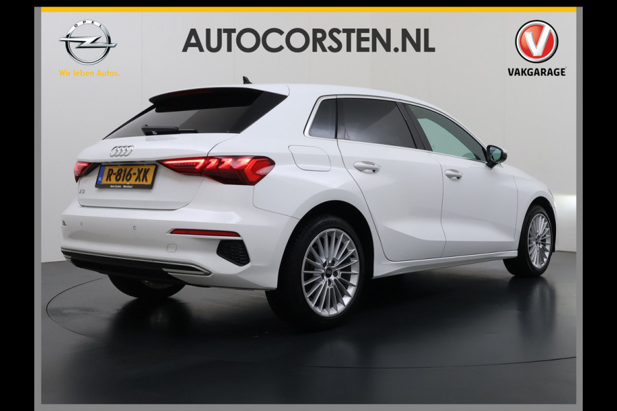 Audi A3 Sportback 30TFSI AUT-7 Adaptive-Cruise Navi Apple Carplay Android Sportstoelen LED-v+a PDC m.Hybrid Ecc Advanced Edition S-Troni Privacy Glas Lmv Led DAB Wifi Regensensor Rijstrooksensor Virtual Cockpit 1e Eigenaar Origineel Nederlandse Auto