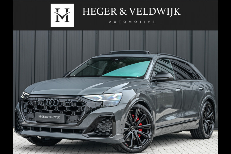 Audi Q8 60 TFSI e quattro | Audi Exclusive | B&O Advanced | S-seats met massage | Achteras besturing | Soft close | Adaptive cruise | Carbon inleg | Ambiance interieur | 360 camera | Verwarmbaar stuurwiel | Trekhaak
