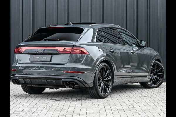 Audi Q8 60 TFSI e quattro | Audi Exclusive | B&O Advanced | S-seats met massage | Achteras besturing | Soft close | Adaptive cruise | Carbon inleg | Ambiance interieur | 360 camera | Verwarmbaar stuurwiel | Trekhaak