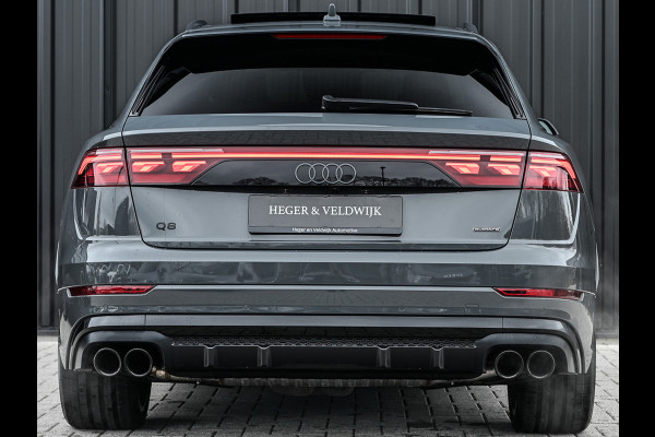 Audi Q8 60 TFSI e quattro | Audi Exclusive | B&O Advanced | S-seats met massage | Achteras besturing | Soft close | Adaptive cruise | Carbon inleg | Ambiance interieur | 360 camera | Verwarmbaar stuurwiel | Trekhaak