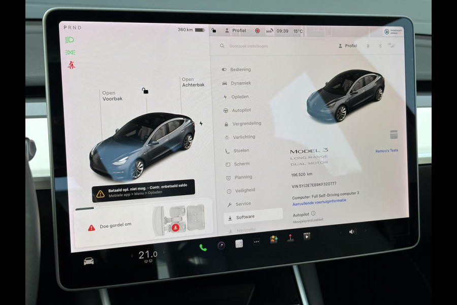 Tesla Model 3 Long Range AWD 75 kWh 2e Eigenaar,Autopilot,Panodak,Leder,360 Camera,Adaptive Cruise,NL Auto,N.A.P,Extra zomer banden,APK tot 09-2027