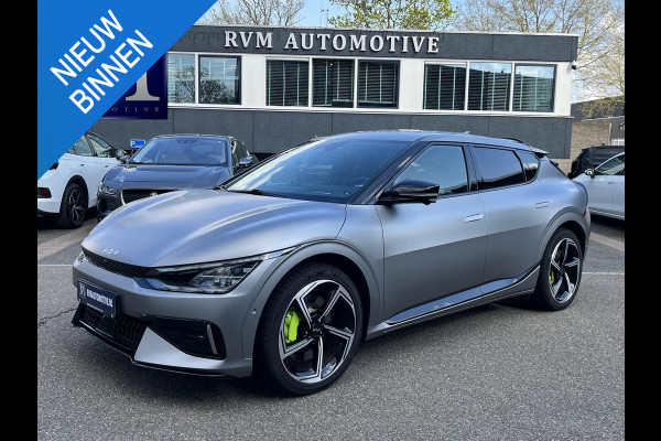 Kia Ev6 GT AWD 77.4 kWh SOH 92% | 585PK! MAT GRIJS|KIA GARANTIE 7 JAAR!!|  FULL OPTION| STOEL +STUURVERWARMING| ACHTERBANK VERWARMD| MERIDIAN AUDIO| DODE HOEK SENSOR| 360 CAMERA| RECENT ONDERHOUD GEHAD|