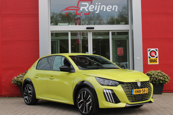 Peugeot e-208 EV GT 156PK 51 kWh | WARMTEPOMP | ALCANTARA "EXECUTIVE INTERIOR" (STOEL VERWARMING/ELEKTRISCH VERSTELBARE BESTUUDERSSTOEL MET MASSAGE FUNCTIE/ALCANTARA BEKLEDING | METAALLAK "JAUNE AGUENDA" | DRIVE ASSIST PLUS PACK (ADAPTIVE CRUISE CONTROL/STOP & GO FUNCTIE/LANE KEEPING/POSITIONING ASSIST) | 17" LICHTMETALEN VELGEN "YANAKA" | SFEER VERLICHTING IN 8 KLEUREN | KEYLESS ENTRY/START | DRAADLOZE APPLE CARPLAY/ANDROID AUTO | DRAADLOZE TELEFOONLADER | VISION & NAVIGATION PACK (NAVIGATIE/HD CAMERA VOOR EN ACHTER/DODEHOEK BEWAKING/INSTAPVERLICHTING | FULL LED KOPLAMPEN |