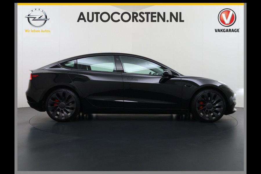 Tesla Model 3 Performance 513pk AWD Facelift Warmtepomp Elek.Achterklep Dubbelglas Lmv 20" AutoPilot Panoramadak Adaptive Cruise Camera's Leer Elektr.Stuur+Stoel+Geheugen Stoel+Bank-Verwarmd Keyless Wifi 4WD 1e Eigenaar Origineel Nederlandse Auto SOH 81%