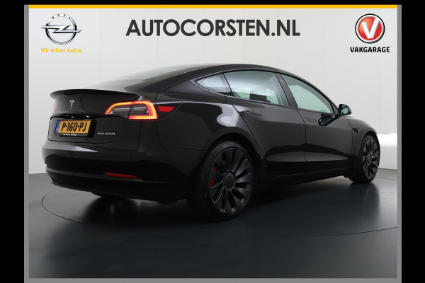 Tesla Model 3 Performance 513pk AWD Facelift Warmtepomp Elek.Achterklep Dubbelglas Lmv 20" AutoPilot Panoramadak Adaptive Cruise Camera's Leer Elektr.Stuur+Stoel+Geheugen Stoel+Bank-Verwarmd Keyless Wifi 4WD 1e Eigenaar Origineel Nederlandse Auto SOH 81%