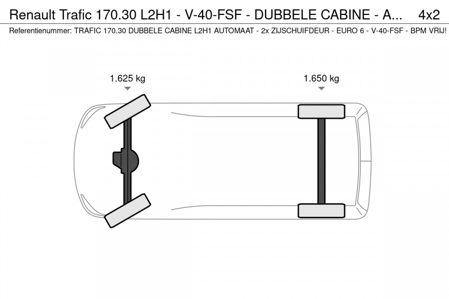 Renault Trafic 170.30 L2H1 - V-40-FSF - DUBBELE CABINE - AUTOMAAT - 2x ZIJSCHUIFDEUR - EURO 6 - BPM VRIJ!