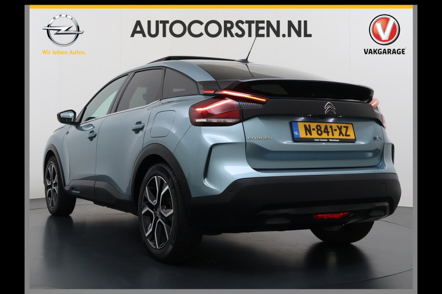 Citroën Ë-C4 50kWh SOH 100% Panorama-Schuifdak Stoel+Stuurverwarming Head-Up Display Adap.Cruise 360°Camera Apple Carplay Android Auto Navi E Keyless Lmv Led Isofix DAB Lane Assist Voorruitverwarming Regen-Lichtsensor Dodehoek detector Bluetooth Rijstrooksensor