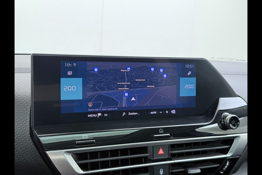Citroën Ë-C4 50kWh SOH 100% Panorama-Schuifdak Stoel+Stuurverwarming Head-Up Display Adap.Cruise 360°Camera Apple Carplay Android Auto Navi E Keyless Lmv Led Isofix DAB Lane Assist Voorruitverwarming Regen-Lichtsensor Dodehoek detector Bluetooth Rijstrooksensor