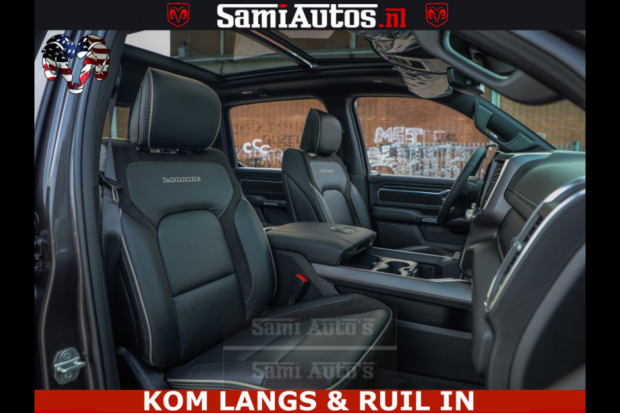 Dodge Ram HALK PACK | 360 CAMERA | ADAPTIVE CRUSE | PANODAK | VOLLE UITVOERING | LARAMIE NIGHT | 5.7 V8 HEMI 402PK 4x4 | CREWCAB 5 PERSOONS | GRIJSKENTEKEN | Granite Crystal Metallic Mijn Voorraad Nr 1998 - 24130